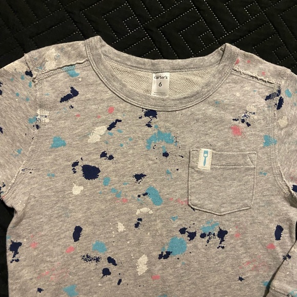 Carter’s boys size 6 paint splattered sweatshirt. Gently used. Pet/smoke free - Picture 2 of 3